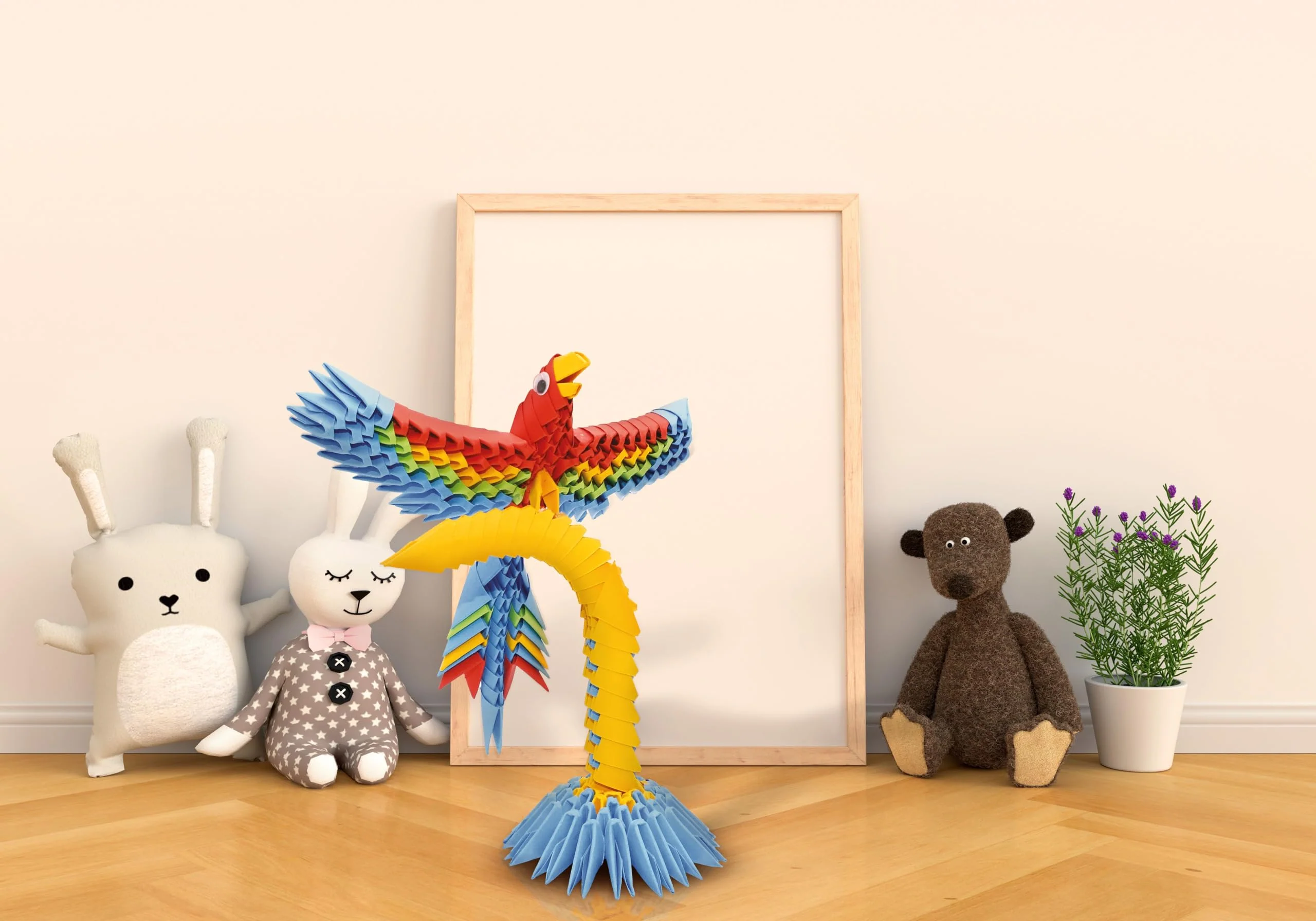Creagami Parrot, a Colorful 243-piece 3D Origami Kit, Modular Paper Construction for Ages 7+ - Image 4